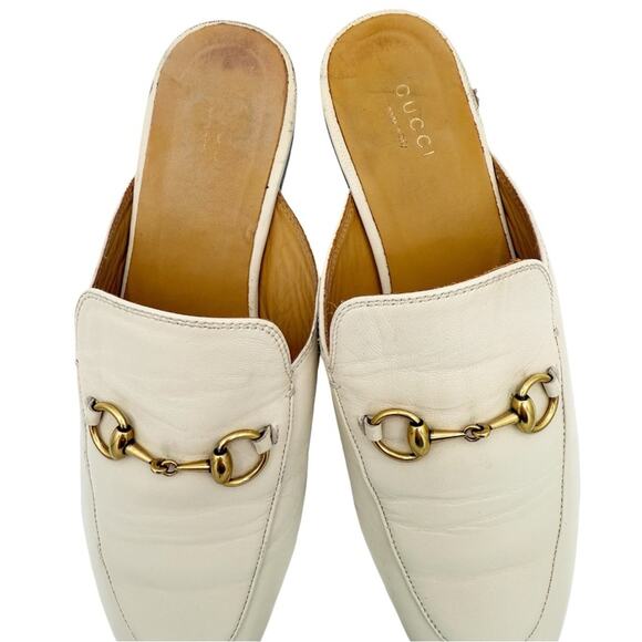 Gucci Princetown Horsebit Slip-On Loafer Mule Flat in White Leather EU 38 US 8 - Picture 4 of 14